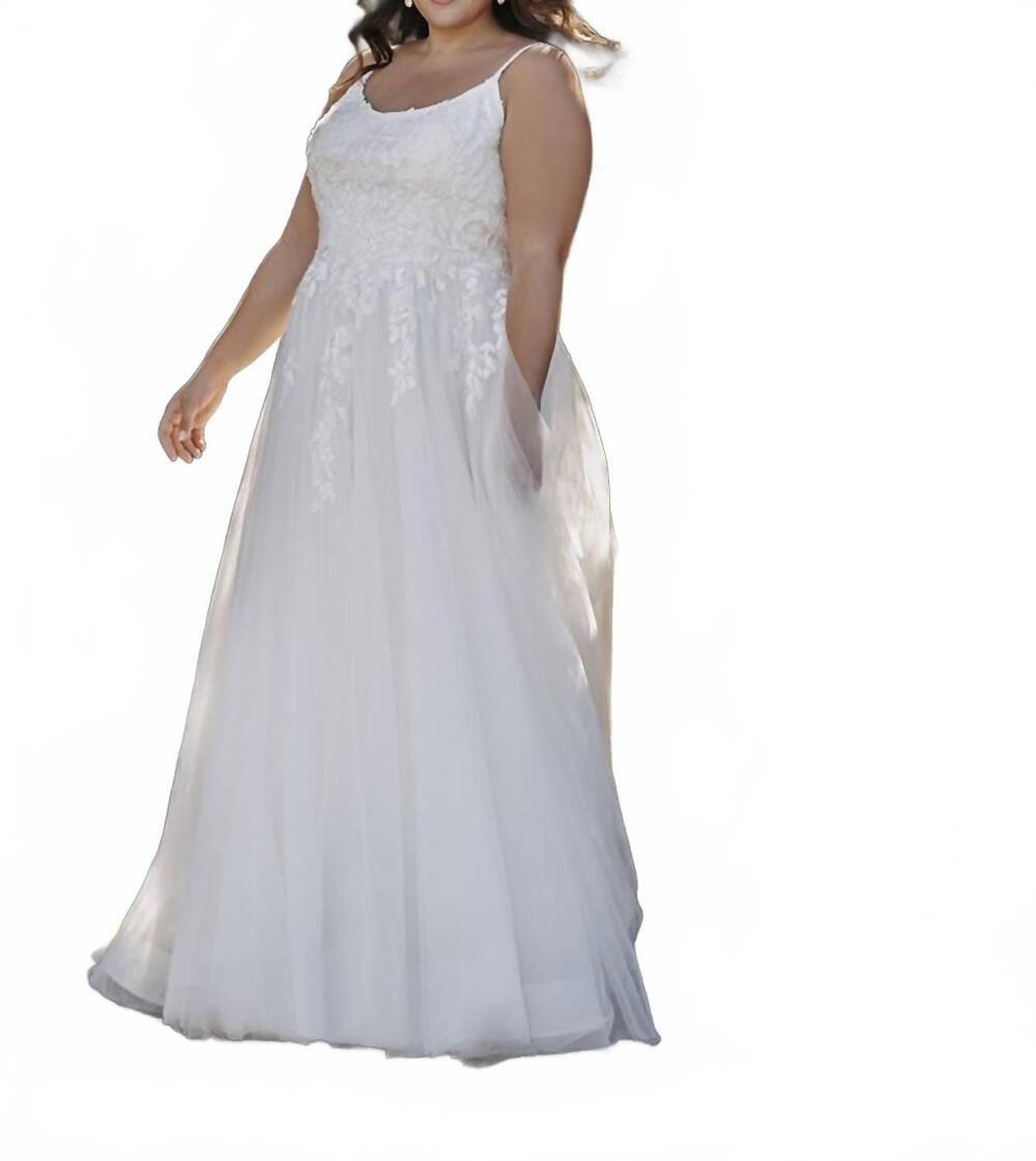 NEW ALLURE ROMANCE scoop neckline wedding dress in champagne/ivory/nude